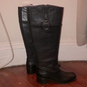 Alfani Black Leather Womens Boots